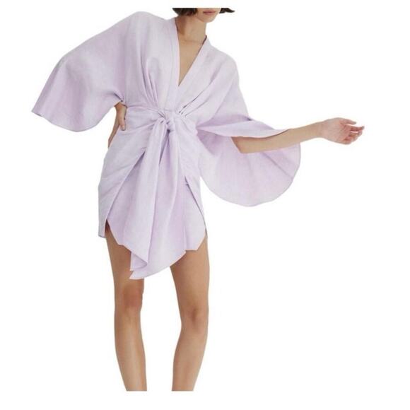 NWT Significant Other Lola Lilac Mini Linen Blend Dress Size 2 - Picture 3 of 13